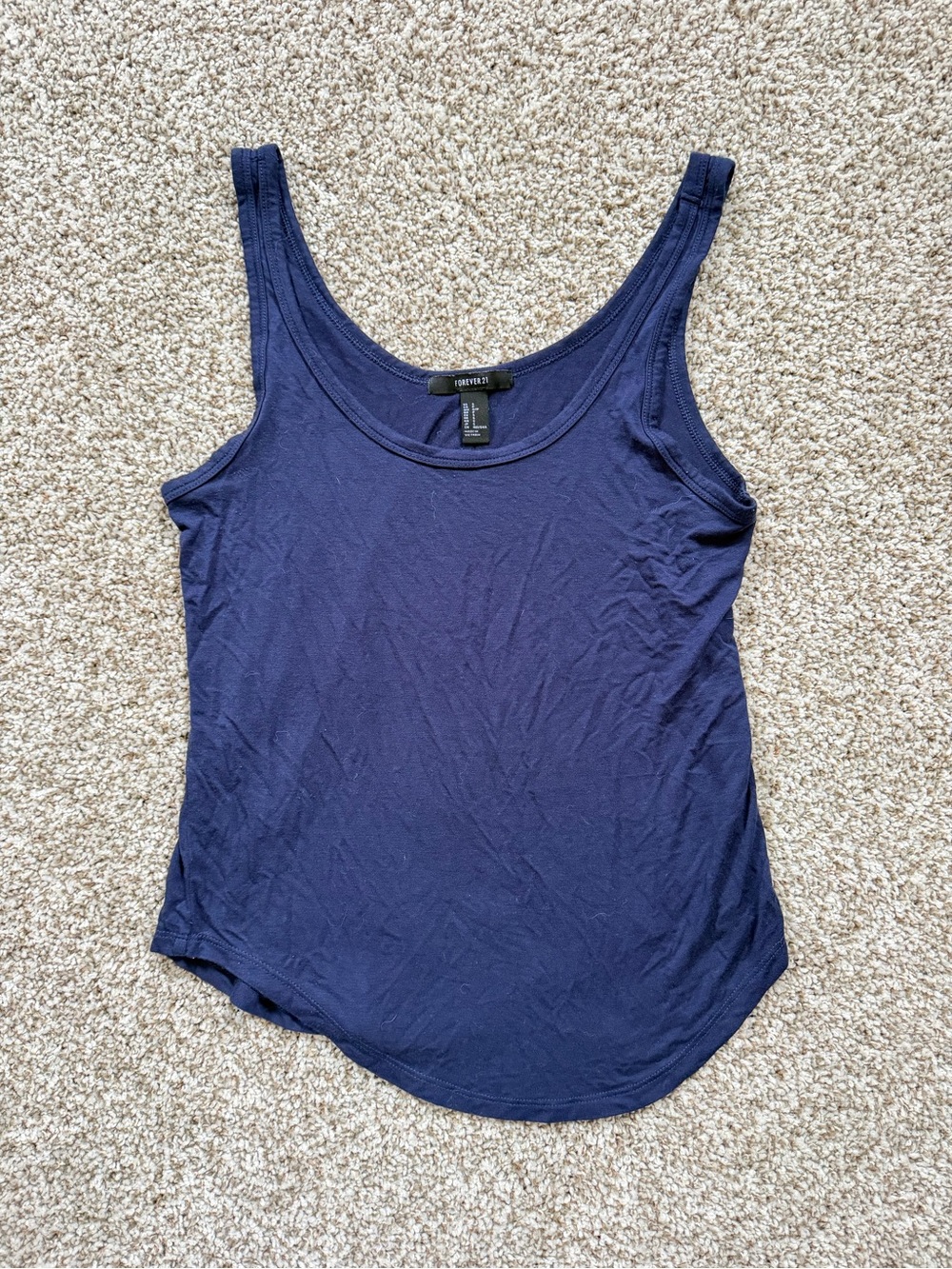 Forever 21 Navy Scoop Neck Tank Top - Sleeveless Basic